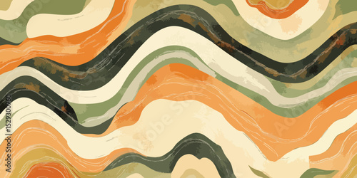 Abstract wavy design with layered colors