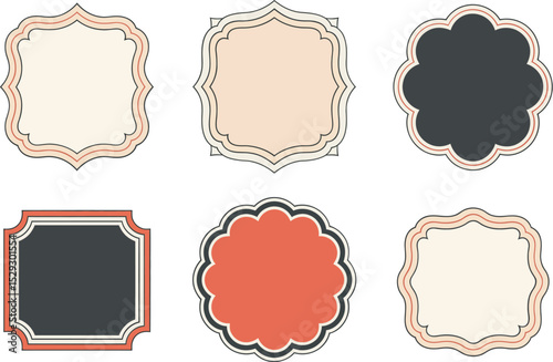 Colorful frame design set. Retro border formats with bold and pastel contrasts ideal for certificates or tags  