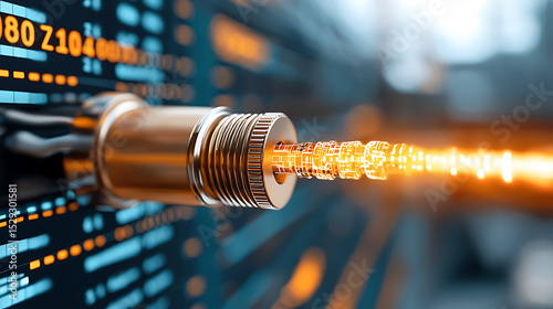 Technological innovation in data transmission modern lab digital art high-tech environment close-up view conceptual visualization
