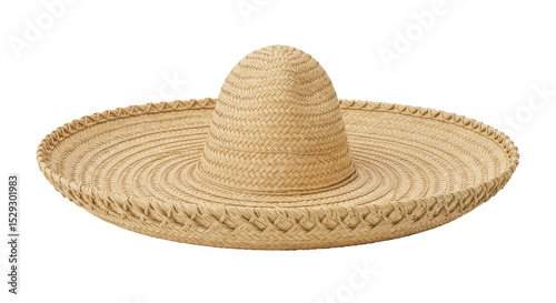 Traditional straw sombrero displayed against a plain background, ideal for cultural events