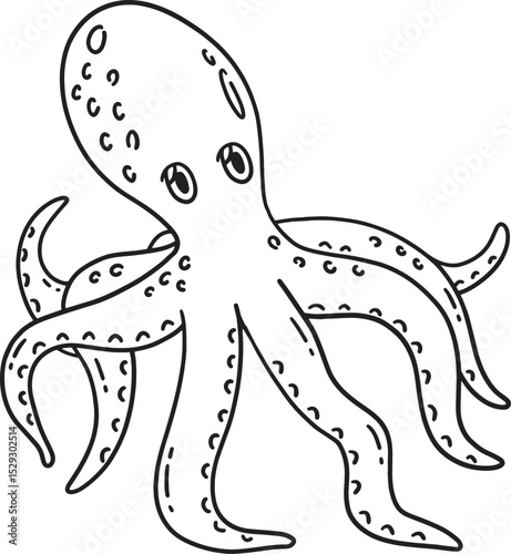Octopus Animal Isolated Coloring Page for Kids 