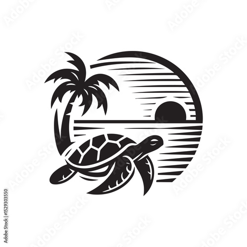 turtle logo, editable vector image