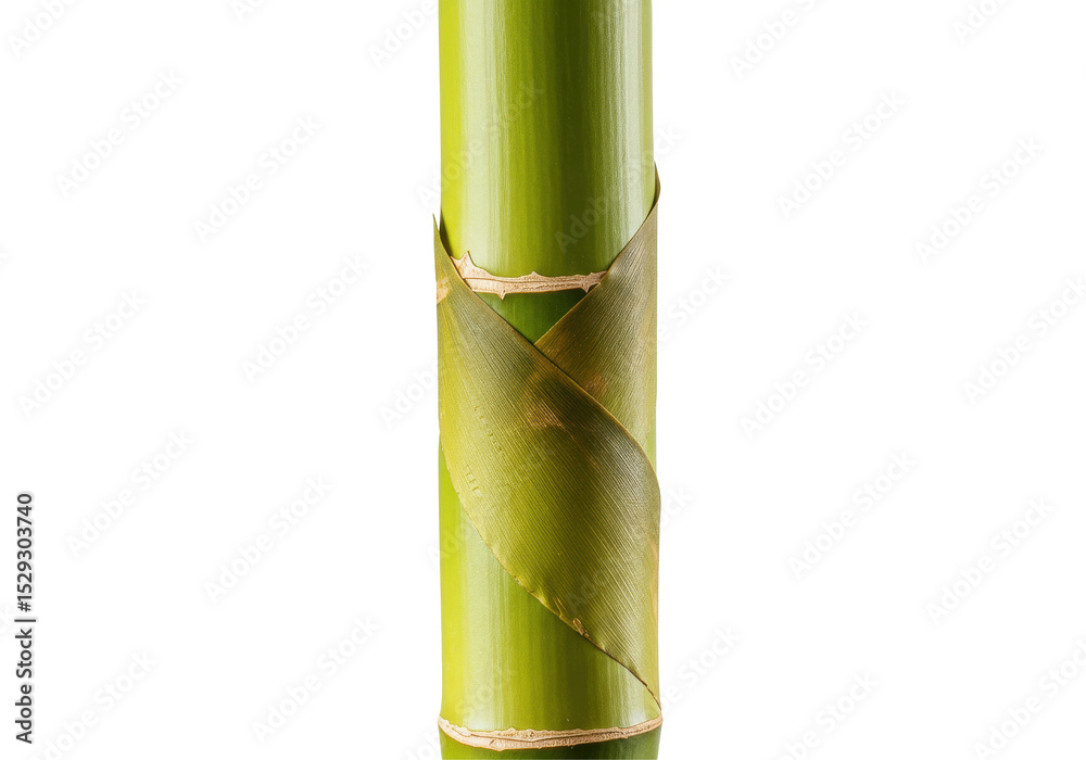 Fototapeta premium Vertical arrangement of bamboo stalks with natural green hues against a plain background
