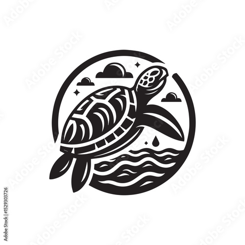 turtle logo, editable vector image