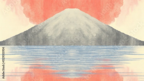 Serene mountain landscape with tranquil waters and a colorful sky.