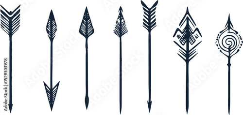 Set of eight hand drawn arrows vector illustration isolated on white background concept for print web design banner poster sticker card and textile design