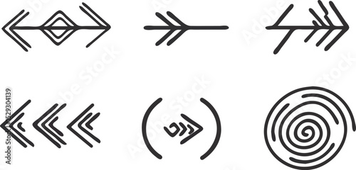 Hand Drawn Arrows and Spiral Vector Illustration Set for Design Elements, Navigation, and Direction Indicators