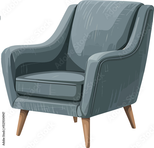 Stylish grey armchair vector illustration isolated on white background for interior design