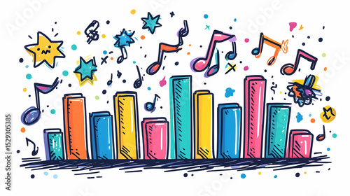 Colorful Music Bar Chart Illustration