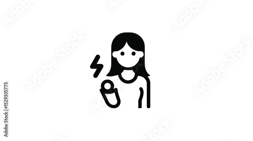 Vector silhouette Powerful Woman Icon:  Energy, Strength, and Female Empowerment Graphic