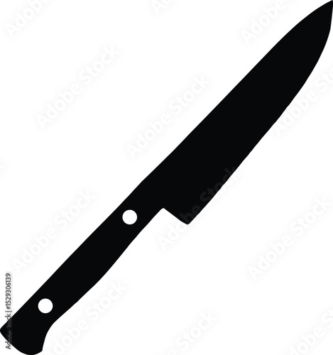Black Chef Knife Silhouette Vector Icon