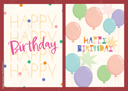 Cute kawaii birthday card set with charming illustrations perfect for kids celebrations creative greetings and party fun with adorable colorful designs.