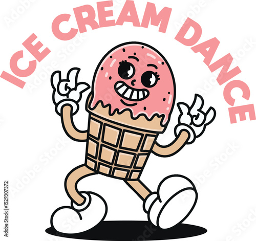 ice cream dance mascot vector illustration