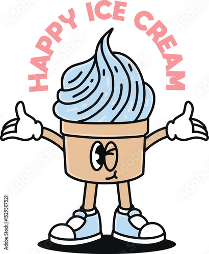 happy ice cream mascot vector illustration