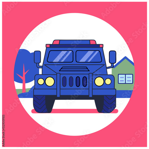 Armored truck icon in colorful flat style
