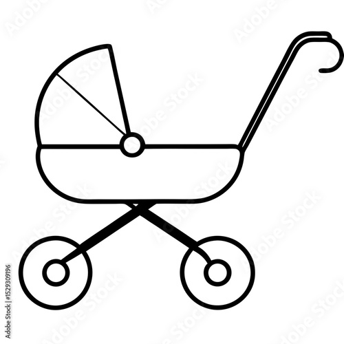 Baby stroller icon in minimal outline style