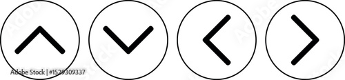 Laft, Right, Up and Down arrow Icon set. Direction control button. Web interface and application indicator sign.

