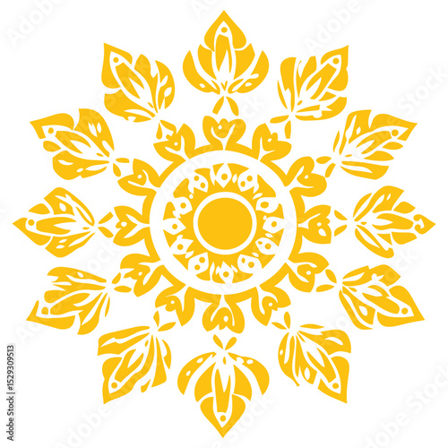 Golden Yellow Mandala Floral Pattern Design vector