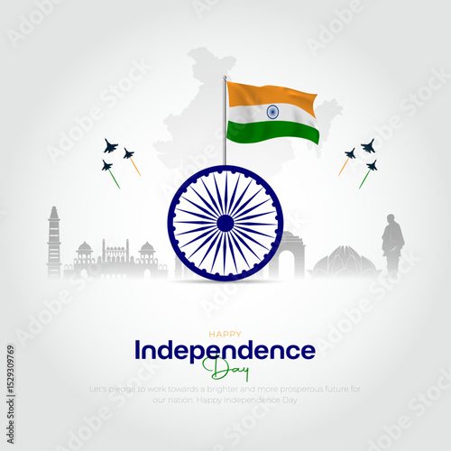 Happy Independence Day of India greeting card design with india Map. 77th Independence Day India creative poster and background vector illustration design.