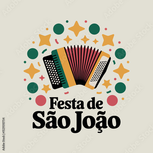 Festa de São João Accordion Music Art Brazilian June Festival Design