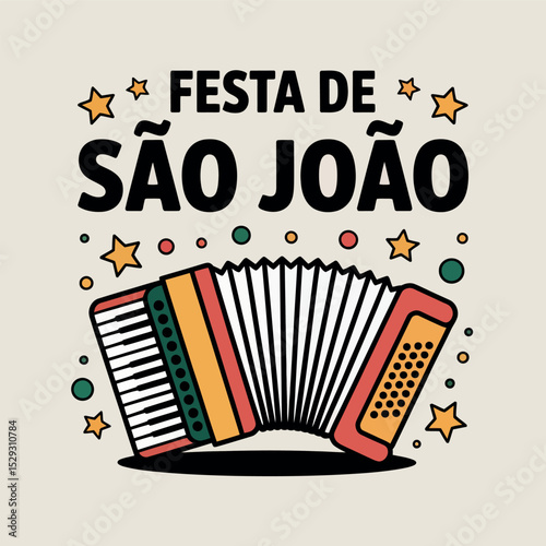 Festa de São João Accordion Music Art Brazilian June Festival Design