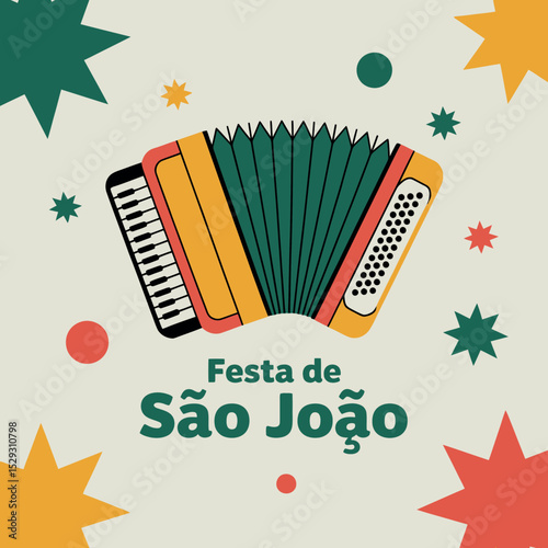 Festa de São João Accordion Music Art Brazilian June Festival Design