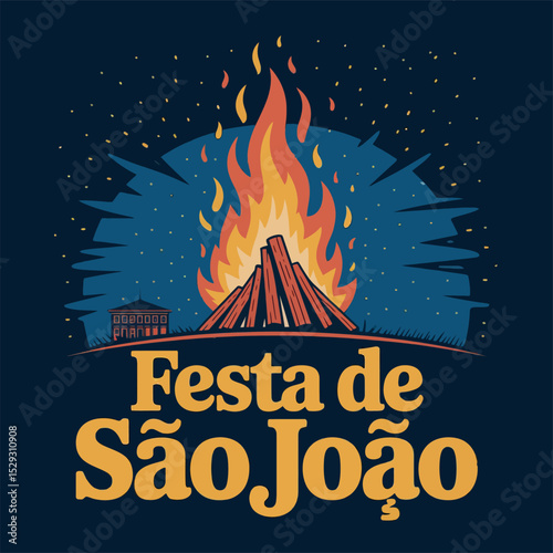 Festa de São João Bonfire Celebration Brazil Traditional June Party Art