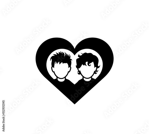 Brother love icon vector in black color with white background.
