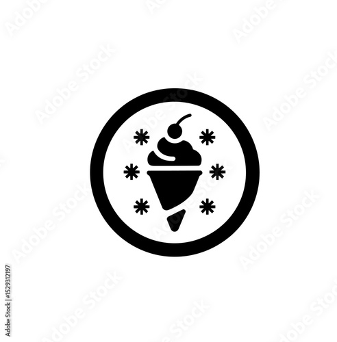 Ice cream logo. Icon vector in black color with white background.