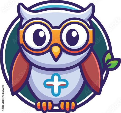 Adorable Owl Doctor Cute Cartoon Illustration of a Wise Owl in Medical Attire