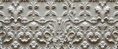 Intricate 3d white ornamental floral pattern with detailed architectural design