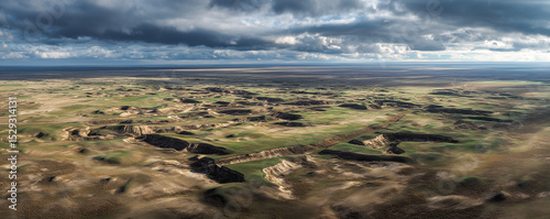 abandoned steppe battlefield with collapsed trenches
