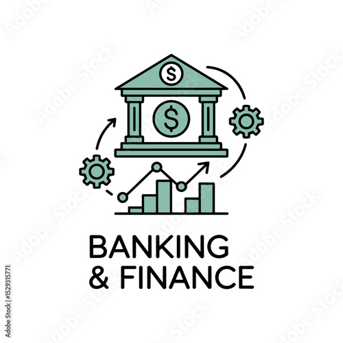 "Modern Banking and Finance Icon – Financial Services, Investment, and Money Management Symbol"
