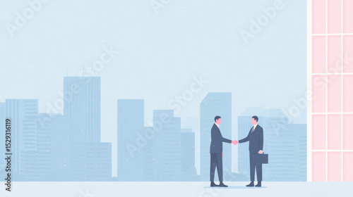 Two businessmen shook hands warmly, symbolizing competition and cooperation in business
