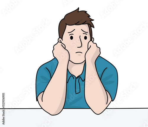 Stressed Man With Hands On His Face Is Sad