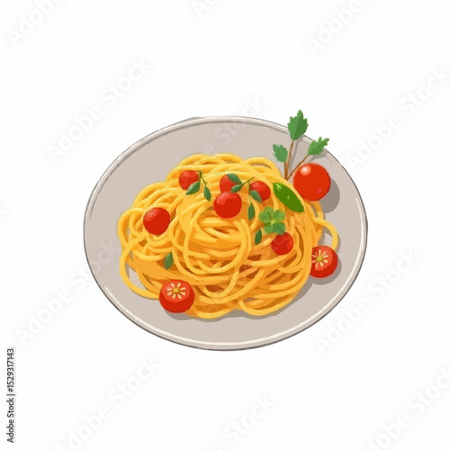Fresh Pasta on a Ceramic Plate
