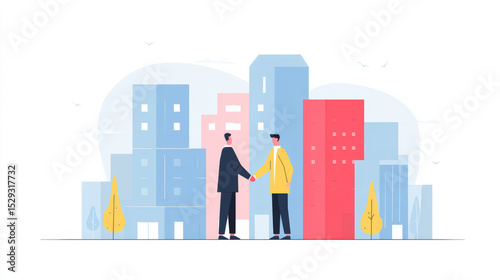 Two businessmen shook hands warmly, symbolizing competition and cooperation in business

