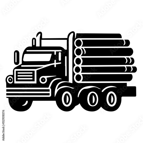 Logging truck illustration logo vector