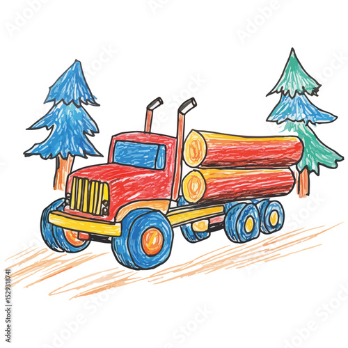 Logging truck illustration logo vector