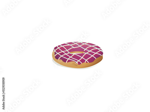Delicious Berry Glazed Donut with Sweet White Icing Swirls