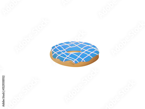 Delicious donut with the blue glaze on a black background