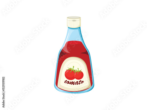 Classic Tomato Ketchup Bottle With Iconic Red Tomatoes and Natural Ingredients