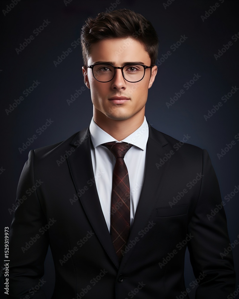Elegant young handsome man in suite wearing glasses. Studio fashion portrait Elegant young handsome man in suite wearing glasses. Studio fashion portrait