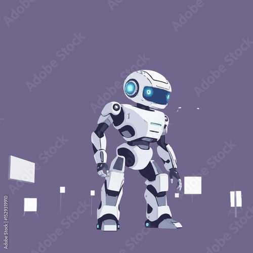 Futuristic Robot with a City