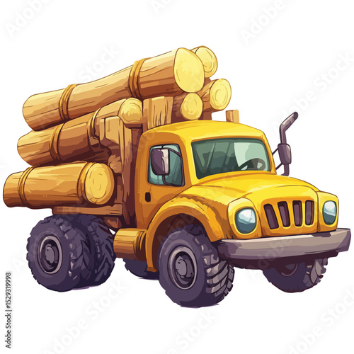 Logging truck illustration logo vector
