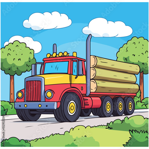 Logging truck illustration logo vector