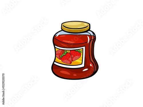 Delicious Strawberry Jam Jar Illustration and Keyword Suggestions Collection