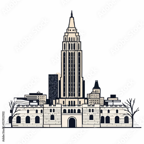 Grand Historic Skyscraper in a Cityscape