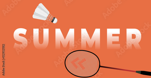 Badminton background on summer flyer 