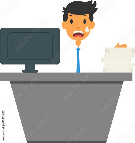 Office Worker Overwhelmed by Stressful Workload and Deadline Pressure